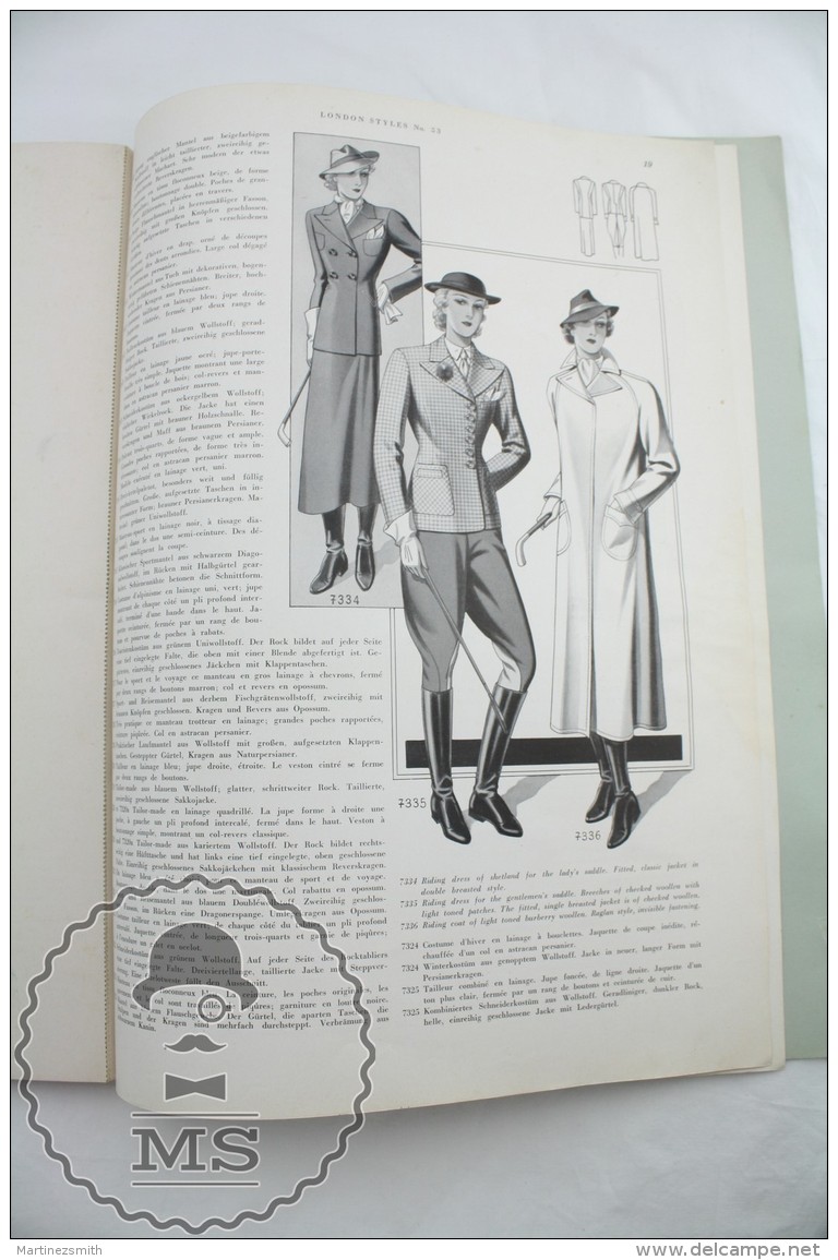 Old Magazine/ Publication London Styles - Women's Fashion Winter 1937 - Wool Vintage Coats & Costumes