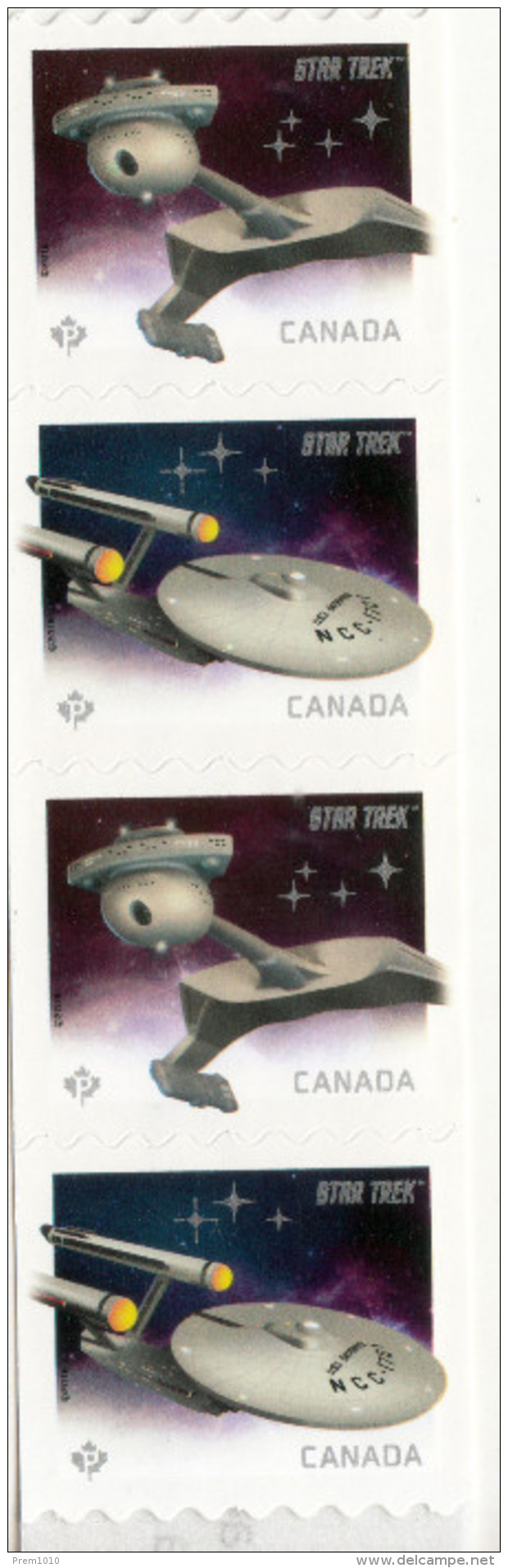 CANADA- 2016 STAR TREK- COIL STRIP OF 4 STAMPS- MNH - Coil Stamps