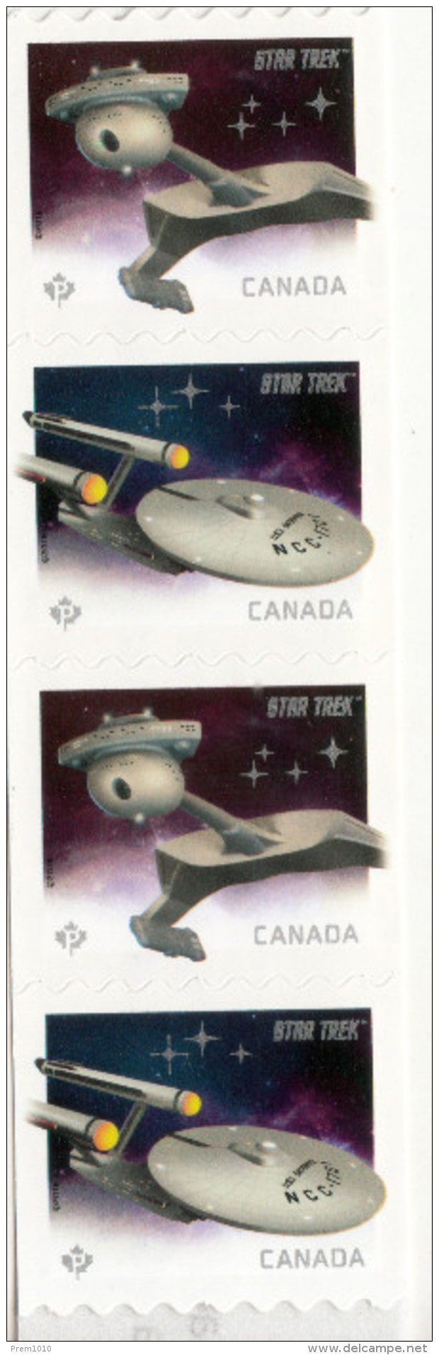 CANADA- 2016 STAR TREK- COIL STRIP OF 4 STAMPS- MNH - Rollo De Sellos