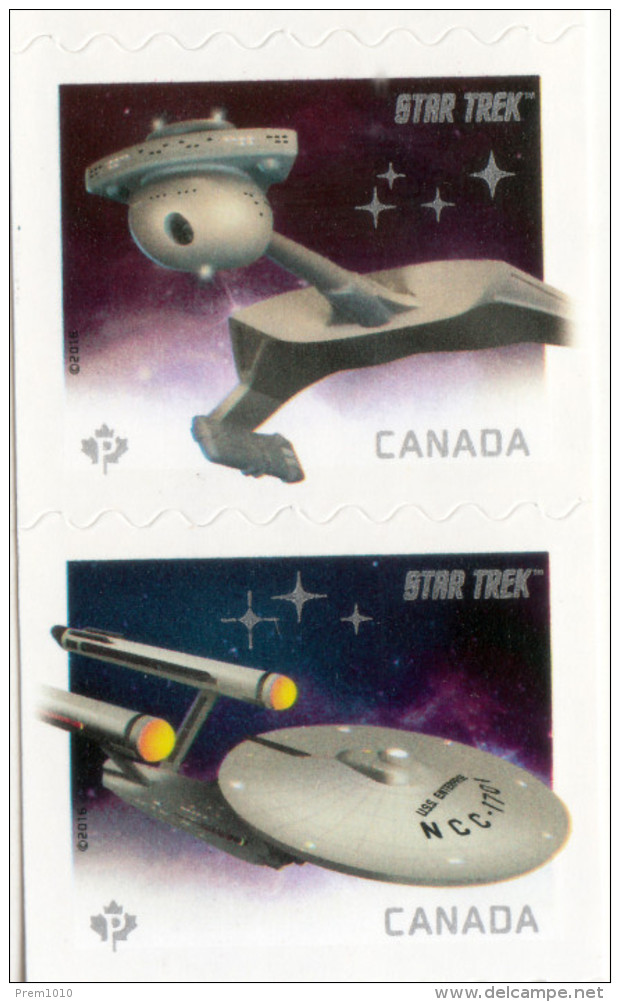 CANADA- 2016 STAR TREK- COIL STRIP OF 2 STAMPS- MNH - Coil Stamps