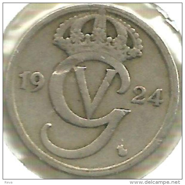 SWEDEN 10 ORE INSCRIPTIONS FRONT CROWN GV MONOGRAM BACK 1924 KM? READ DESCRIPTION CAREFULLY !!! - Suède