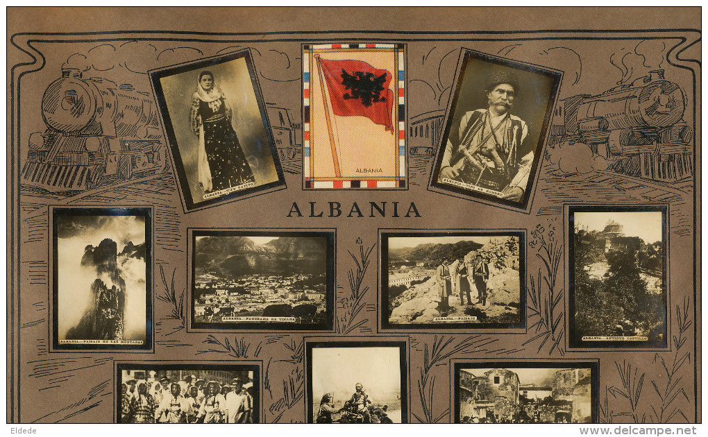 Set Of 13 Pictures Albania Advert Tabacalera Cubana Cuba Flag Tirana Tziganes Gypsies With Bear Campina Montreur Ours - Albanie