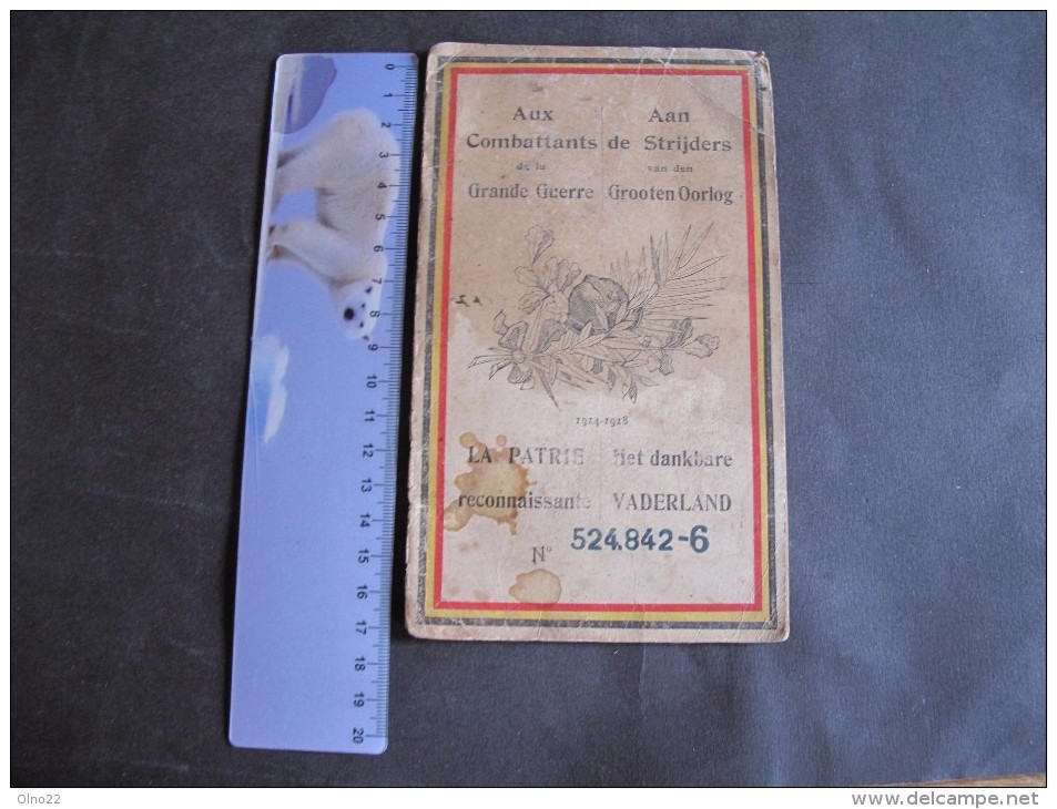 AUX COMBATTANTS DE LA GRANDE GUERRE-LA PATRIE RECONNAISSANTE- Carnet De MICHAUX Jean,N2 2/11/86,dom à Houtain St Siméon - 1914-18