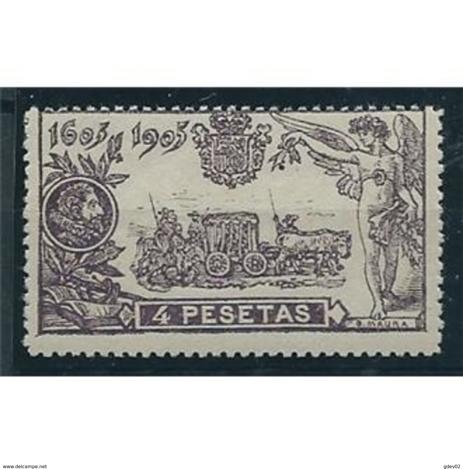 ES265STV-LFT***265STSC.España.Spain. Espagne.CERVANTES.CENTENARIO DE EL QUIJOTE .1905(Ed 265**)  Sin  Charnela - Sin Clasificación