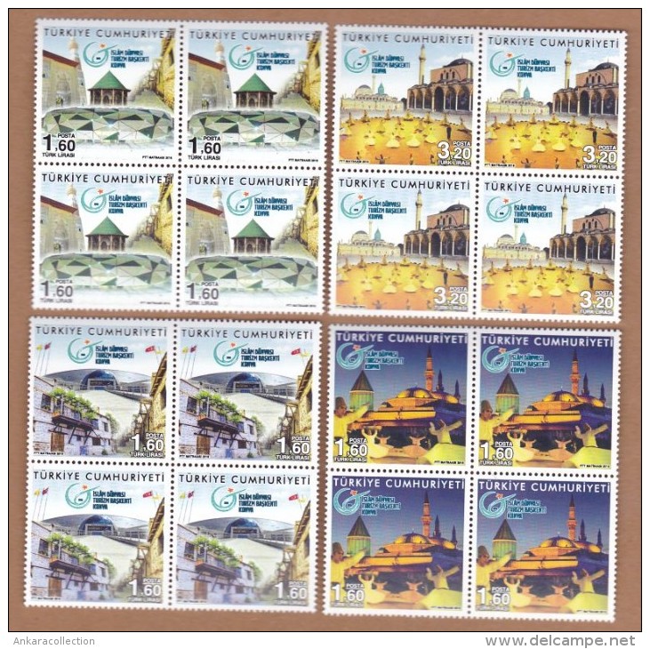 AC- TURKEY STAMP -  THE TOURISM CAPITAL OF ISLAMIC WORLD KONYA MNH BLOCK OF FOUR 04 AUGUST 2016 - Unused Stamps