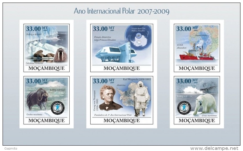 Mozambico 2009, International Polar Year, Polar Bears, 6val In BF IMPERFORATED - International Polar Year