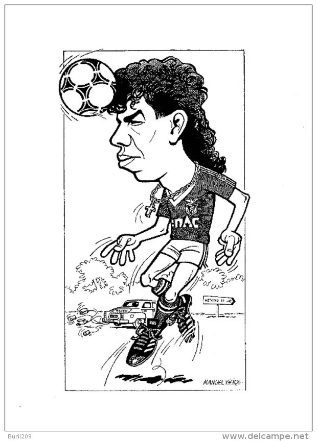 Colecção De CARICATURAS De Antigos Jogadores De Futebol Anos 80 - Six Caricatures Of Old Football Players Of The 80´s - Autres & Non Classés