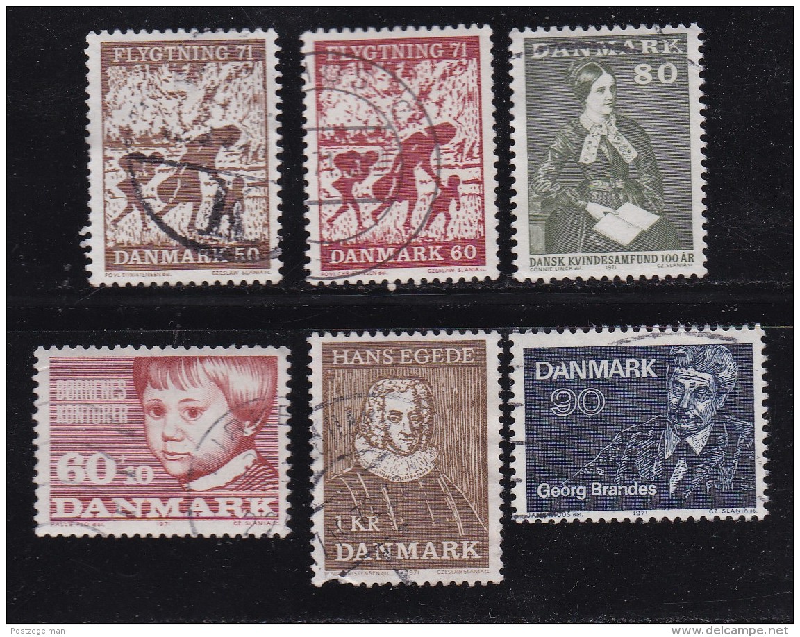 DENMARK, 1971, Used Stamp(s), Various Stamps, MI 507=518, #10103, 6 Values - Used Stamps