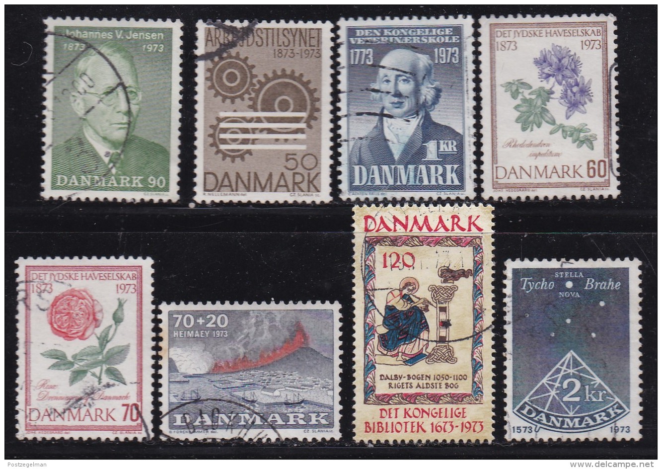 DENMARK, 1973, Used Stamp(s), Various Stamps, MI 540=549, #10111 9 Values - Used Stamps