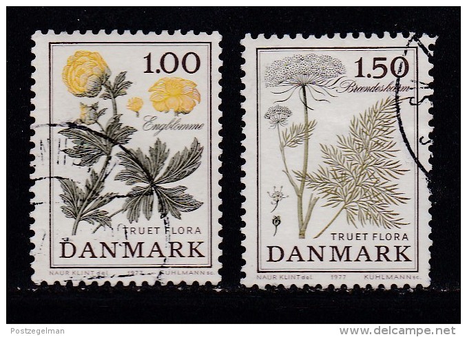 DENMARK, 1977, Used Stamp(s), Flowers,  MI 653-654, #10138, Complete - Used Stamps