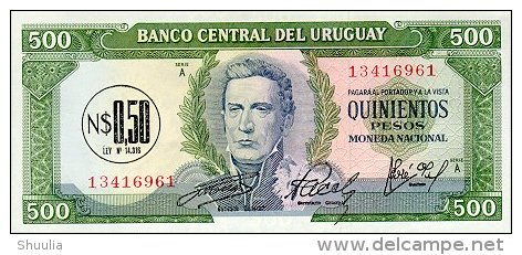 Uruguay 0.5 Nuevo On 500 Pesos 1975 Pick 54 UNC - Uruguay