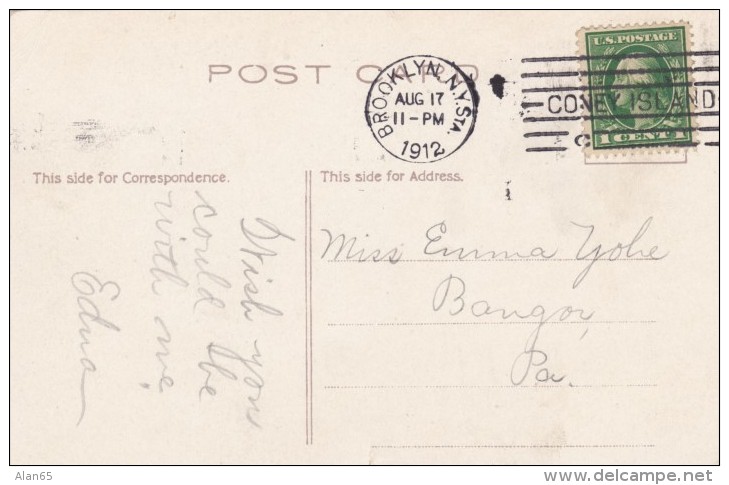 Coney Island New York, Surf Avenue Street Scene, Segall's Bread Delivery Wagon, C1910s Vintage Postcard - Brooklyn