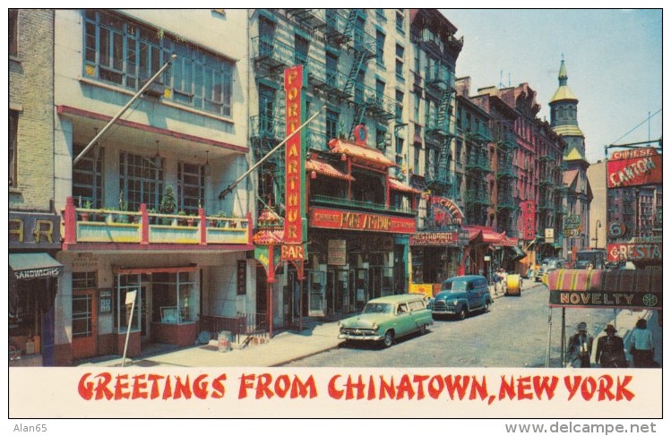New York City, Chinatown Neighborhood Manhattan, Street Scene, Auto, C1950s Vintage Postcard - Manhattan
