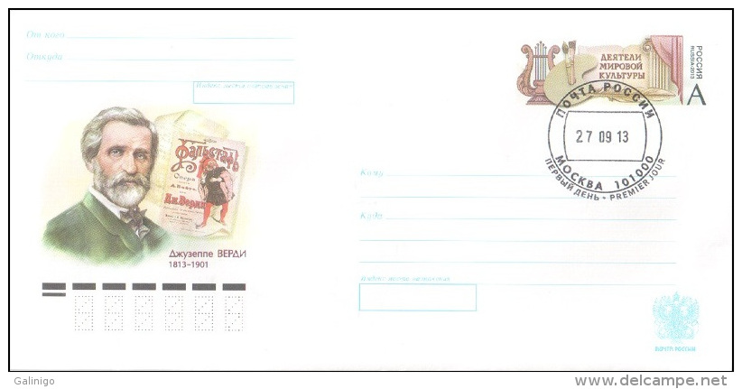 2013-247 (first Day Canc) Russia Russland Russie Rusia Envelope Cover 200th Of Giuseppe Verdi ,composer - Music - Music