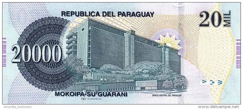 PARAGUAY 20000 GUARANIES 2011 P-230b UNC PREFIX D [ PY852b ] - Paraguay