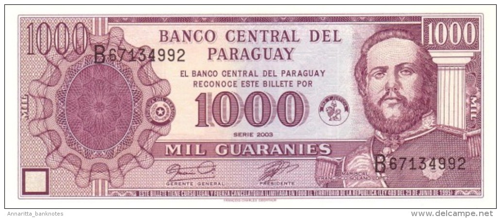 PARAGUAY 1000 GUARANIES 2003 P-214c UNC  [ PY835b ] - Paraguay