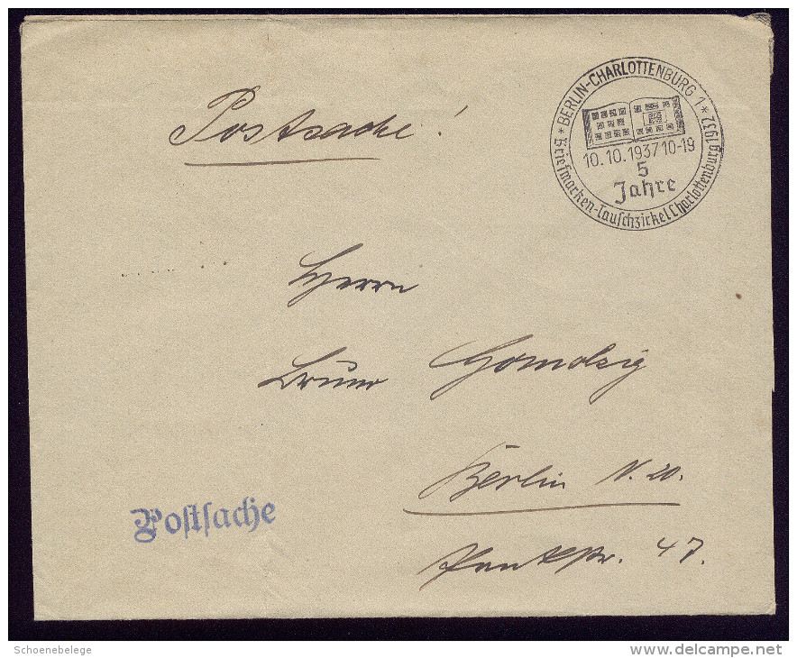 A4176) DR Postsache-Brief Von Berlin-Charlottenburg 10.10.37 SStpl. 5 Jahre Tauschzirkel - Briefe U. Dokumente
