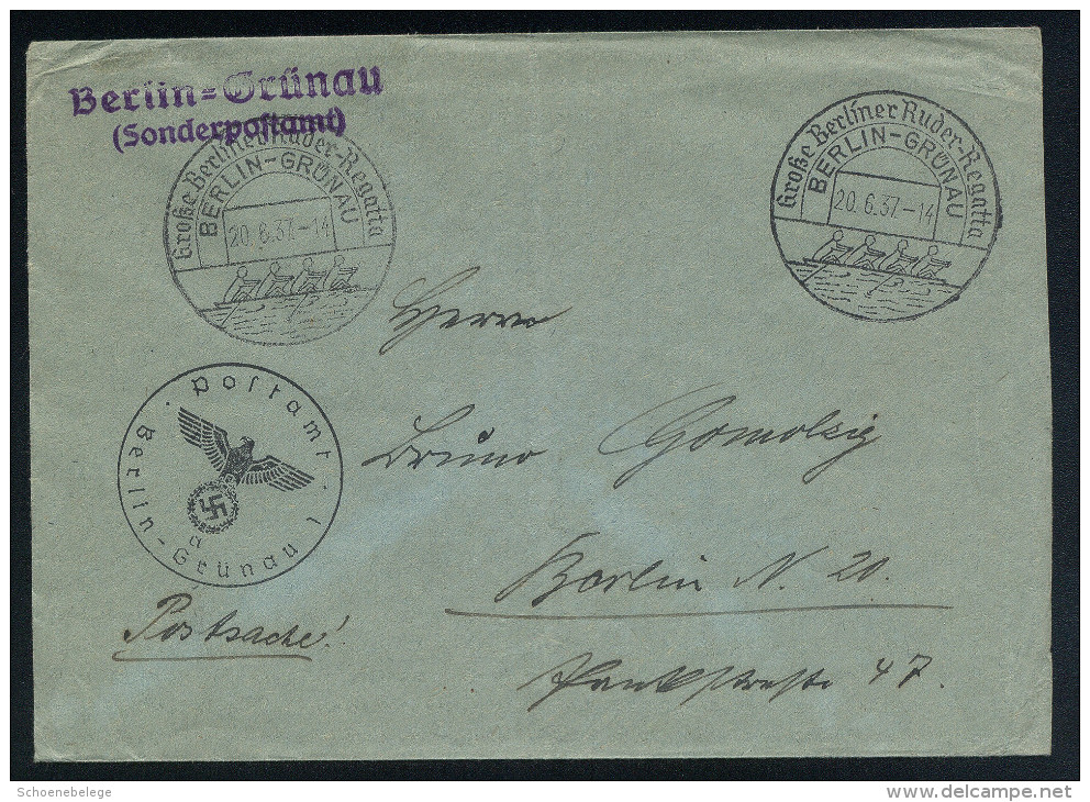 A4177) DR Postsache-Brief Von Berlin-Grünau 20.6.37 Sonderstempel Ruder-Regatta - Briefe U. Dokumente