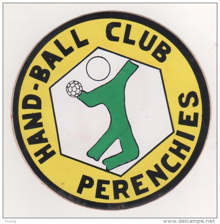 PUBLICITE THEME  HAND BALL - HAND BALL CLUB PERENCHIES - PHASE DE JEU STYLISEE - AUTO COLLANT - VOIR LES SCANNERS - Palla A Mano