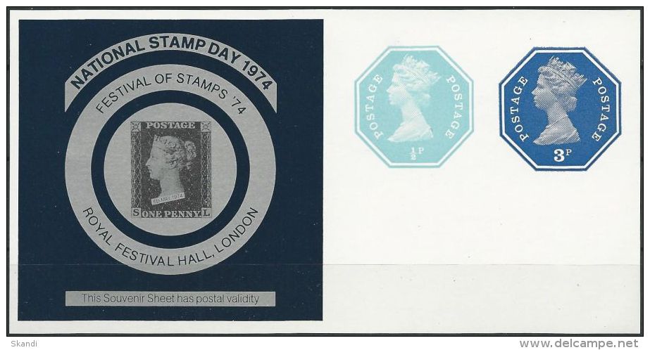 GROSSBRITANNIEN 1974 SOUVENIR SHEET NATIONAL STAMP DAY 1974 ** MNH - Cinderellas