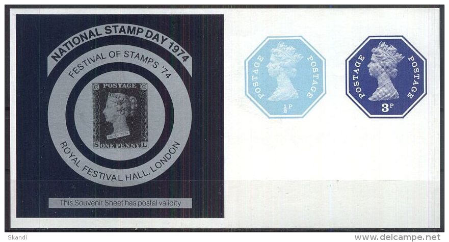 GROSSBRITANNIEN 1974 SOUVENIR SHEET NATIONAL STAMP DAY 1974 ** MNH - Cinderellas