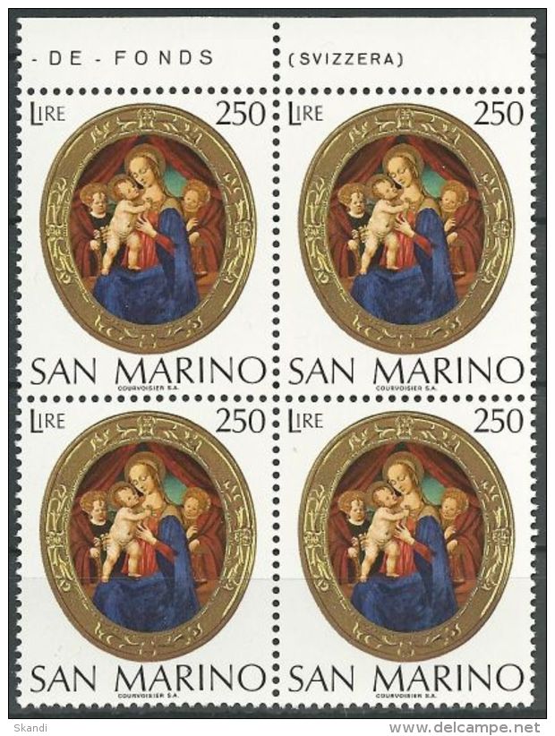 SAN MARINO 1974 Mi-Nr. 1082 Viererblock ** MNH - Nuevos