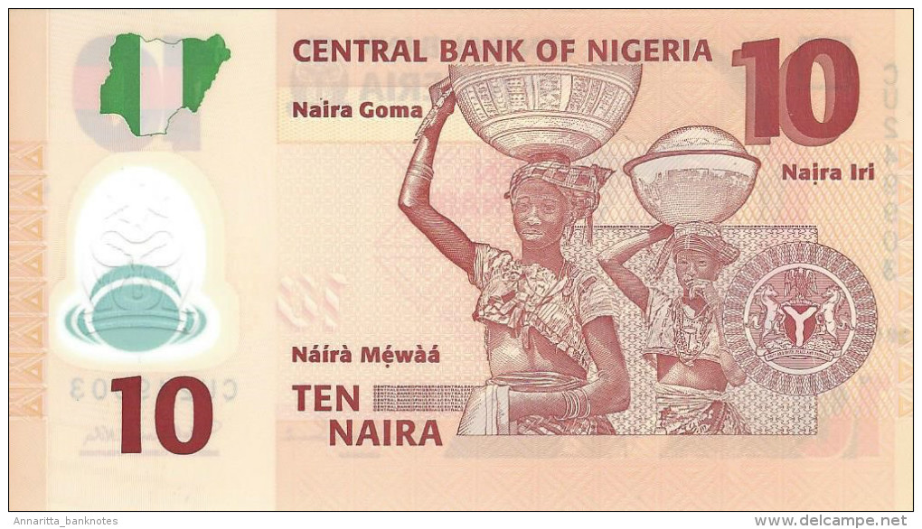 NIGERIA 10 NAIRA 2011 P-39 UNC 6 DIGIT SER. SIGN. 19.  [ NG235f ] - Nigeria