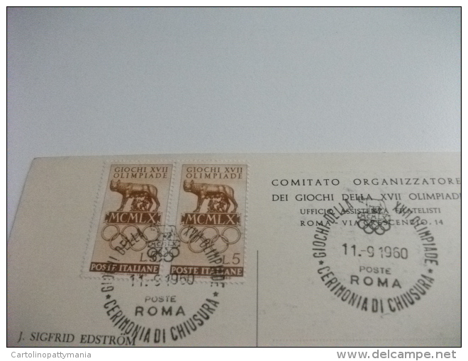 STORIA POSTALE FRANCOBOLLO COMMEMORATIVO OLIMPIADI J. SIGFRID EDSTROM - Personalità Sportive