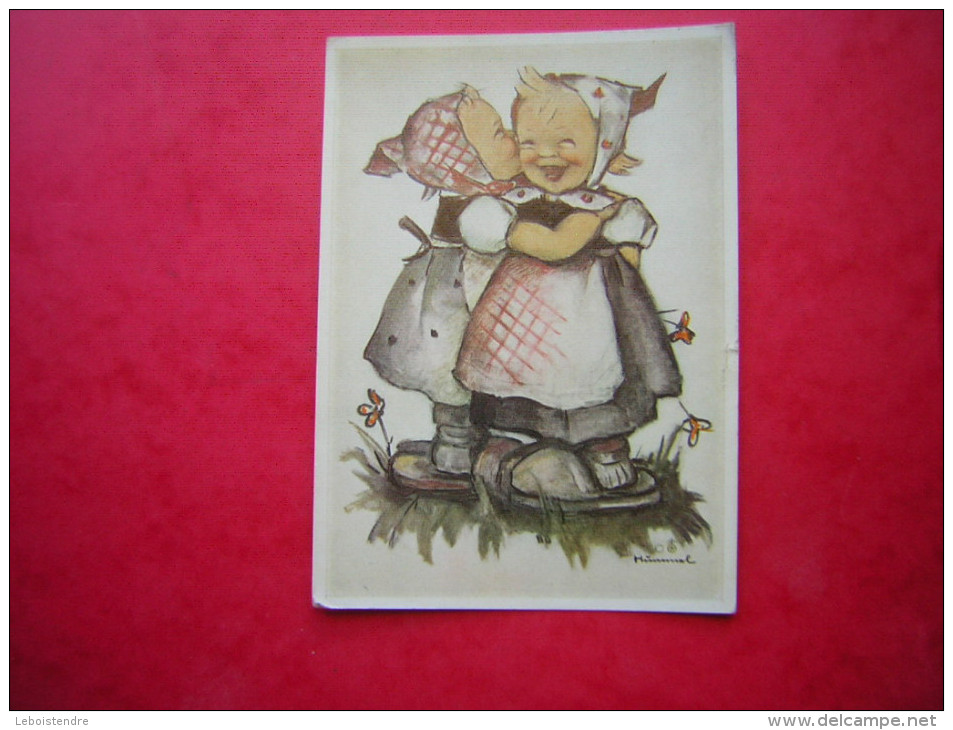 CPSM ILLUSTRATION SIGNEE HUMMEL  ENFANT 2 ENFANTS FILLES / FILLETTES   VOYAGEE 1959 ?? - Hummel