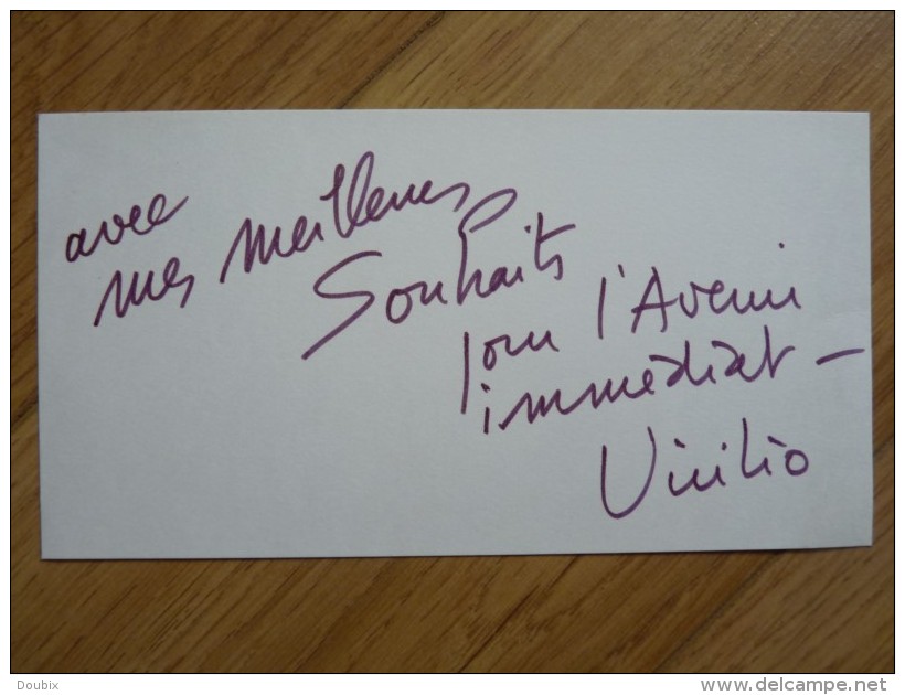 Paul VIRILIO (1932-2018) ARCHITECTE - URBANISTE Et PHILOSOPHE. Architecture - Autographe - Autres & Non Classés