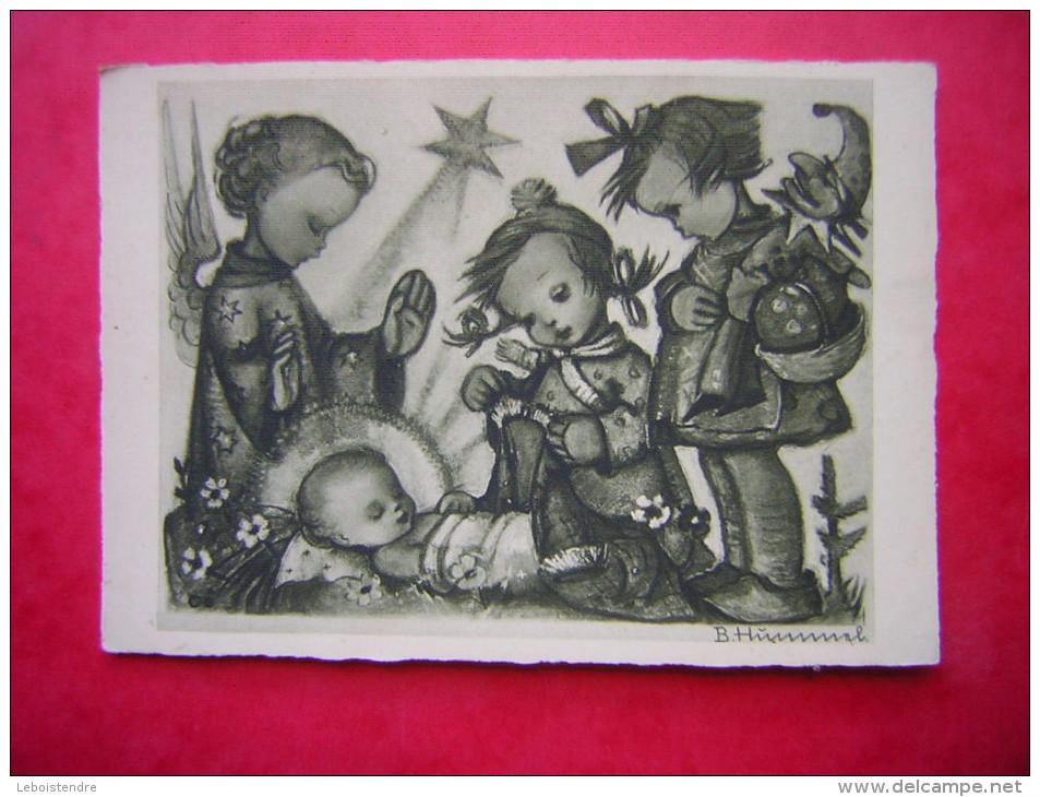 CPSM ILLUSTRATION SIGNEE B HUMMEL  ENFANT   ENFANTS FROHE WEIHNACHTEN !   VOYAGEE - Hummel