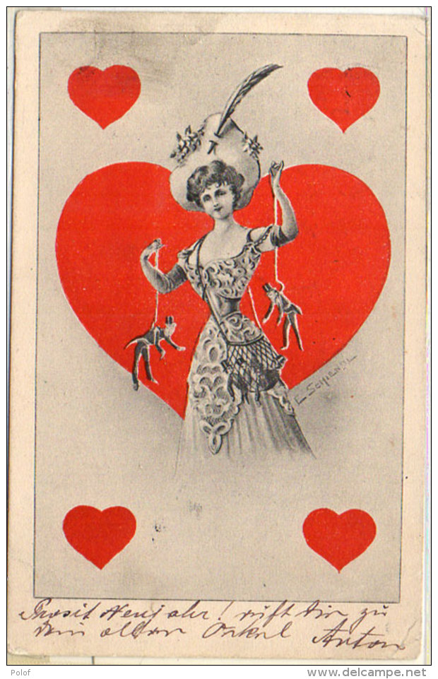 Cartes A Jouer - Femme - Coeur - Marionettes - Automates     (90027) - Cartes à Jouer