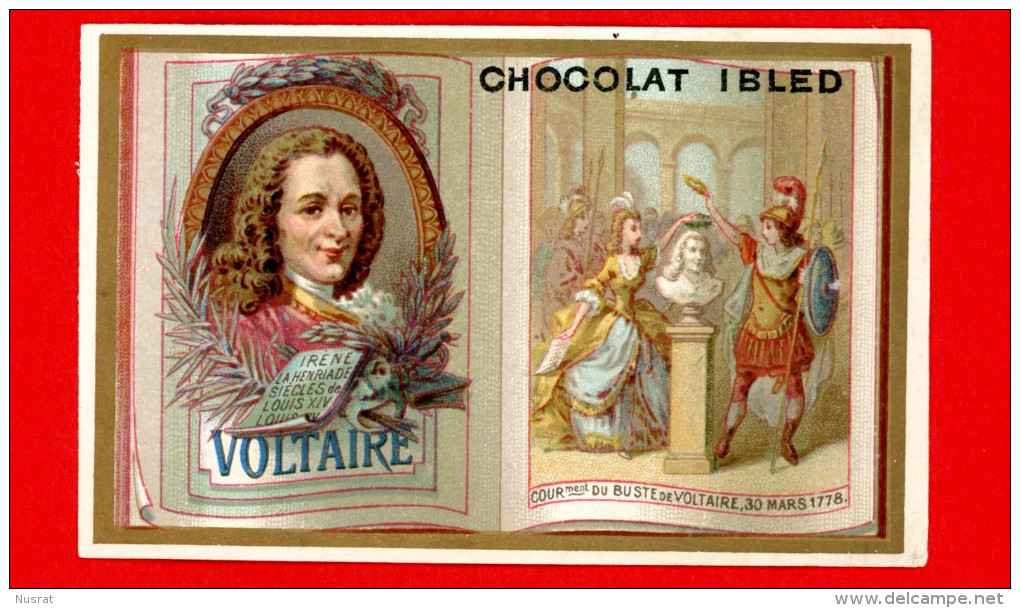 Chocolat Ibled, Jolie Chromo Thème Littérature, Voltaire - Ibled