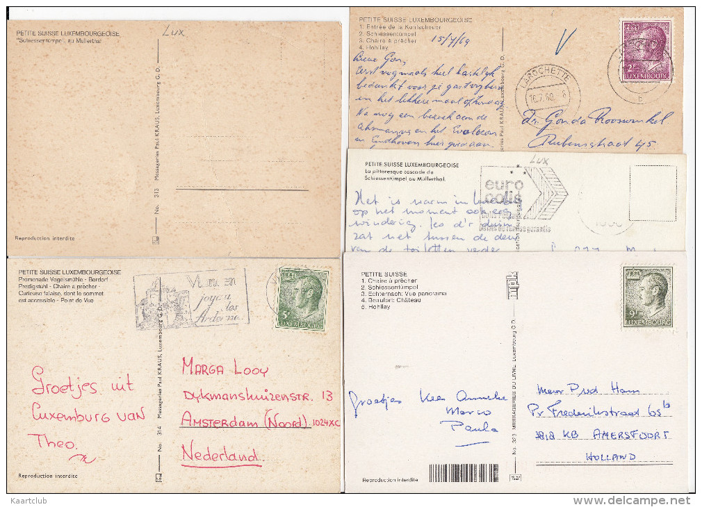 5 Postkaarten: Petit Suisse Luxembourgeoise (et Environs) - Luxembourg - (2 Scans) - Muellerthal