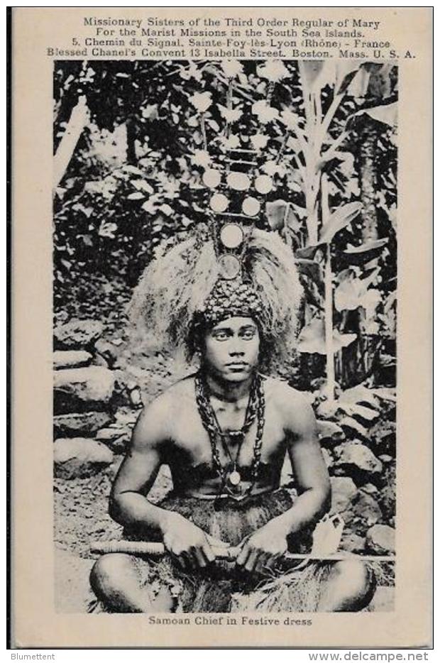 CPA Ancienne Océanie Samoan SAMOA Guerrier Ethnic Type Non Circulé - Samoa