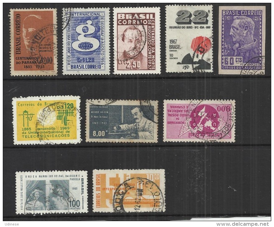 TEN AT A TIME - BRAZIL - LOT OF 10 DIFFERENT 10 - USED OBLITERE GESTEMPELT USADO - Lots & Serien