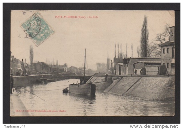 CPA : Dépt.27. PONT-AUDEMER . La Risle . Péniches . - Pont Audemer