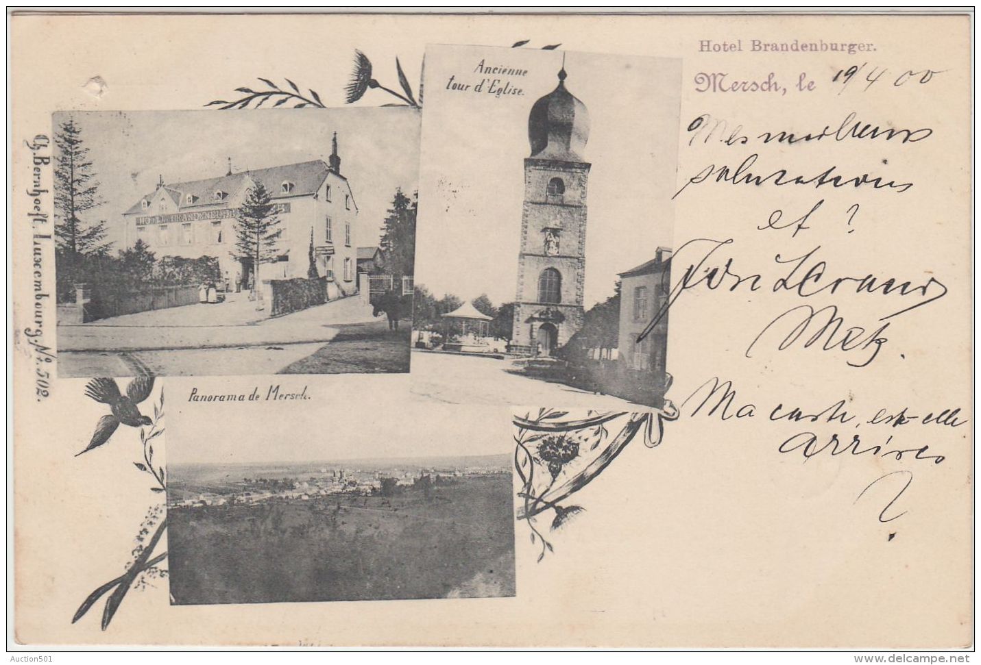 27790g   MERSSCH - Hotel Brandenburger - Tour D'Eglise - Panorama - 1900 - Luxembourg - Ville