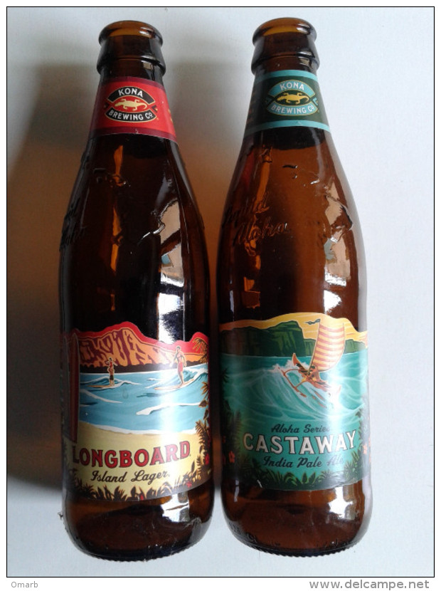 Alt913 Bottiglia Buteille Bottle Birra Biere Bier Birra Vetro Kona Brewing Hawaii Island Longboard Castaway Aloha - Birra