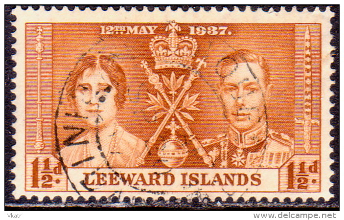LEEWARD ISLANDS 1937 SG #93 1½d Used Coronation - Leeward  Islands
