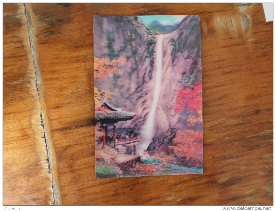 3D Postcards The Kuryong Falls In Mt Kumgang San 1982 - Corée Du Nord