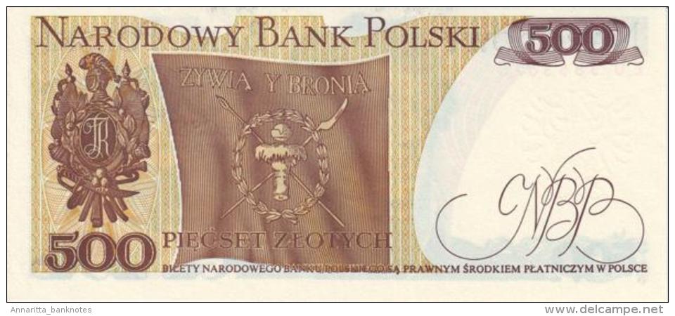 POLAND 500 ZLOTYCH 1982 P-145 UNC  [ PL837d ] - Polonia