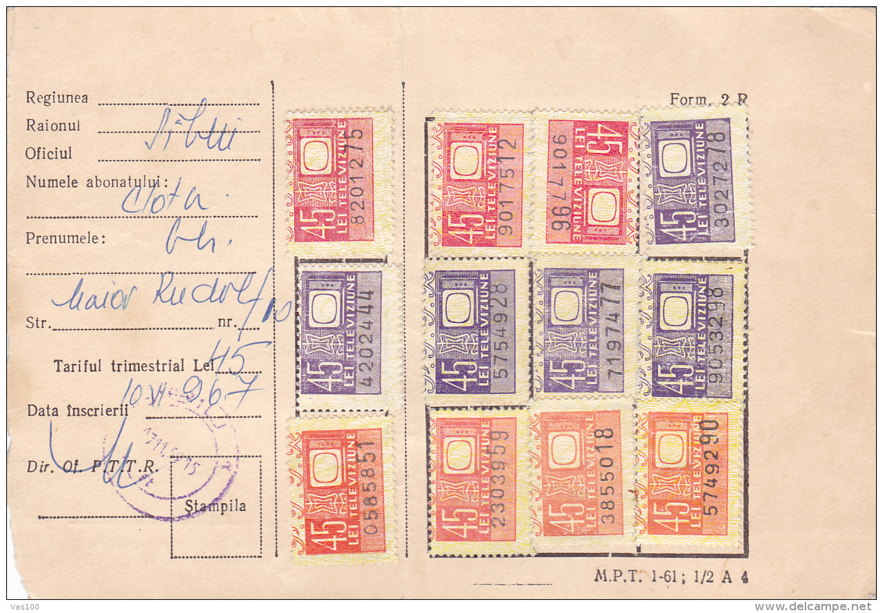 #BV2342           RADIO NOTEBOOK, 12 X STAMPS,  FISCAUX STAMPS,  1970,  ROMANIA. - Fiscale Zegels