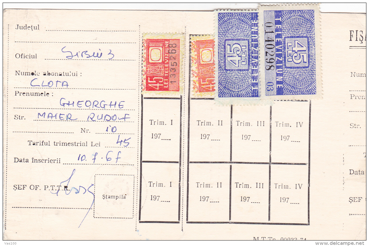 #BV2343            RADIO NOTEBOOK, 4X STAMPS,  FISCAUX STAMPS,  1976,   ROMANIA. - Fiscale Zegels