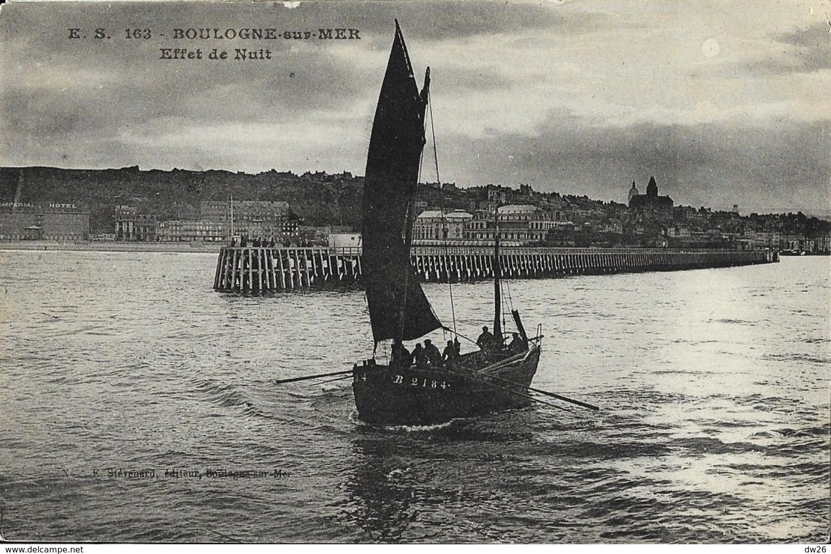 Boulogne-sur-Mer - Effet De Nuit - Bateau Sortant Du Port - Edition E. Stévenard -  Carte E.S. Non Circulée - Boulogne Sur Mer