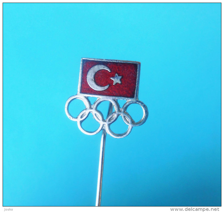 TURKEY NOC - Old Enamel Pin Badge * Olympia Games Jeux Olympiques Olympia Olympiade Turkiye Turquie Turchia Turkish - Bekleidung, Souvenirs Und Sonstige