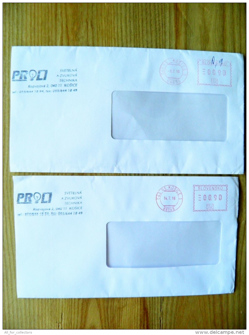 2 Cover From Slovakia 2016 Sent To Lithuania Atm Red Machine Cancel Kosice - Brieven En Documenten