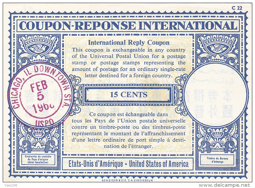 #BV2395   COUPON-REPONSE INTERNATIONAL,  1968, USA. - UPU (Wereldpostunie)