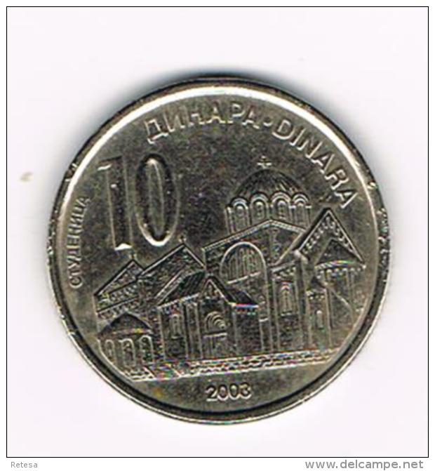 °°°  SERVIË  10  DINAR 2003 - Serbie