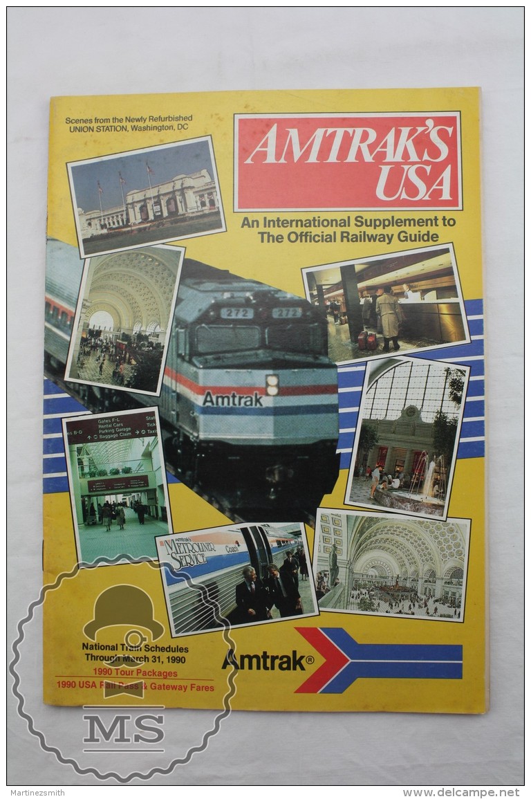 Amtrak's USA  1990 - Train Schedules - Vintage Railway/ Railroad Train Magazine - Railway
